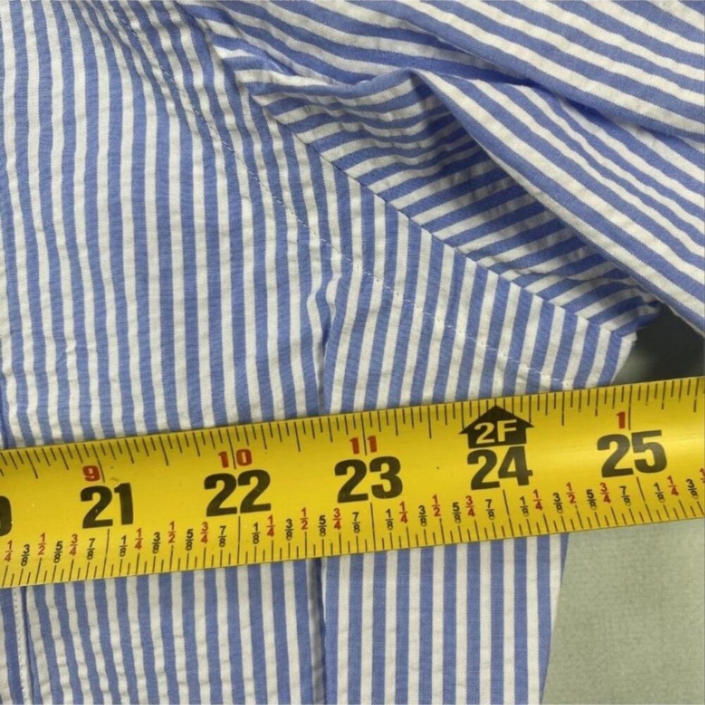 PRL Seersucker Blue Striped Short Sleeve Shirt Mens Large Tall Polo Ralph Lauren - Picture 4 of 11